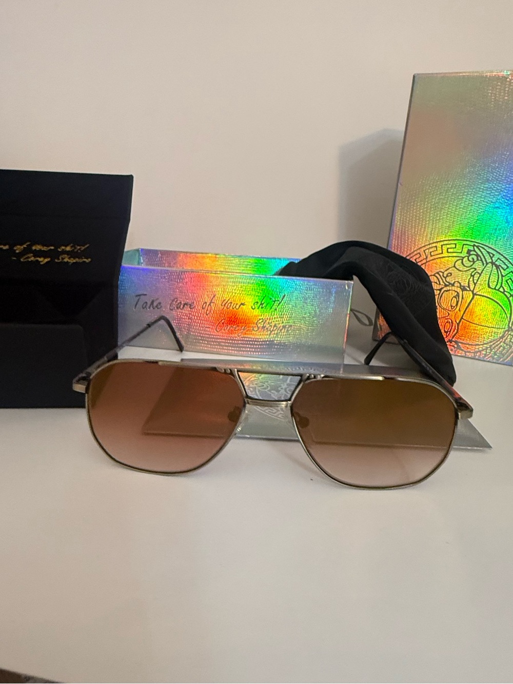 Senator brand by Vintage Frames Company sunglasses  gold flash gradient lens
